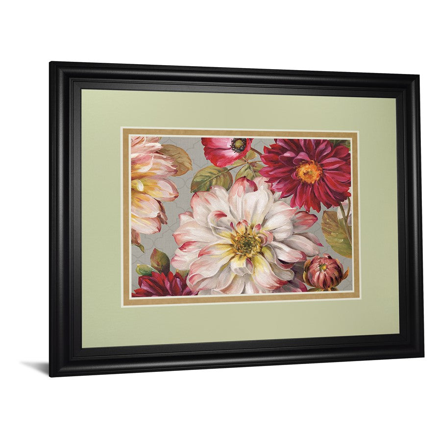 Classy Living Timeless Blooms 40x34in Wall Art | Transitional Floral Paper Print in Midnight Aura MDF Frame | Living Room & Bedroom Decor | Model DM5770