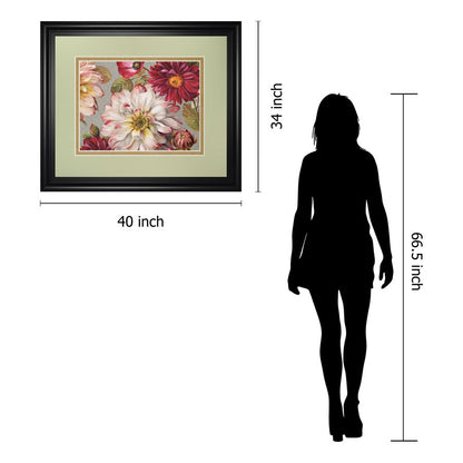 Classy Living Timeless Blooms 40x34in Wall Art | Transitional Floral Paper Print in Midnight Aura MDF Frame | Living Room & Bedroom Decor | Model DM5770