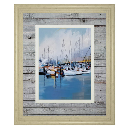 Classy Living Seaside Serenity 34x40in Wall Art | Transitional Framed Print in Ivory Bliss MDF Frame | Living Room & Office Nautical Decor | Model DM5775