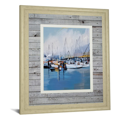 Classy Living Seaside Serenity 34x40in Wall Art | Transitional Framed Print in Ivory Bliss MDF Frame | Living Room & Office Nautical Decor | Model DM5775
