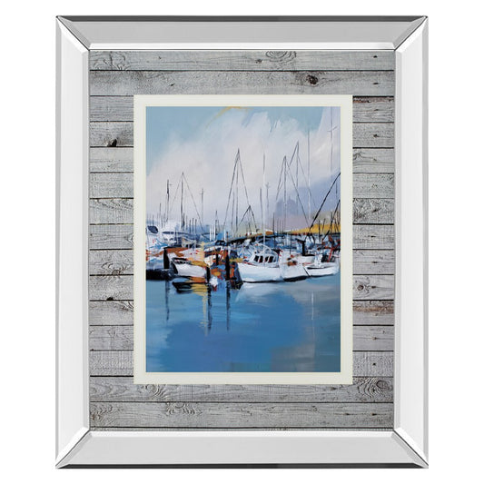 Classy Living Seaside Serenity Wall Art 34x40in | Transitional Mirrored Frame | Living Room, Bedroom & Office Decor | 40 in H, Vertical | Model DM5775MF