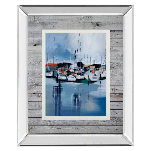 Classy Living Harbor Reflections 34x40in Wall Art | Contemporary Coastal Mirrored Frame | Living Room & Office Decor | 34 x 40 x 3 in | Model DM5776MF