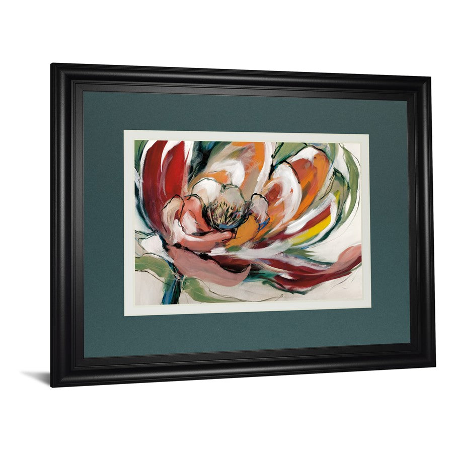Classy Living Vibrant Bloom 40x34in Framed Wall Art | Contemporary Botanical Paper Print in Midnight Aura MDF Frame | Living Room & Bedroom | Model DM5778