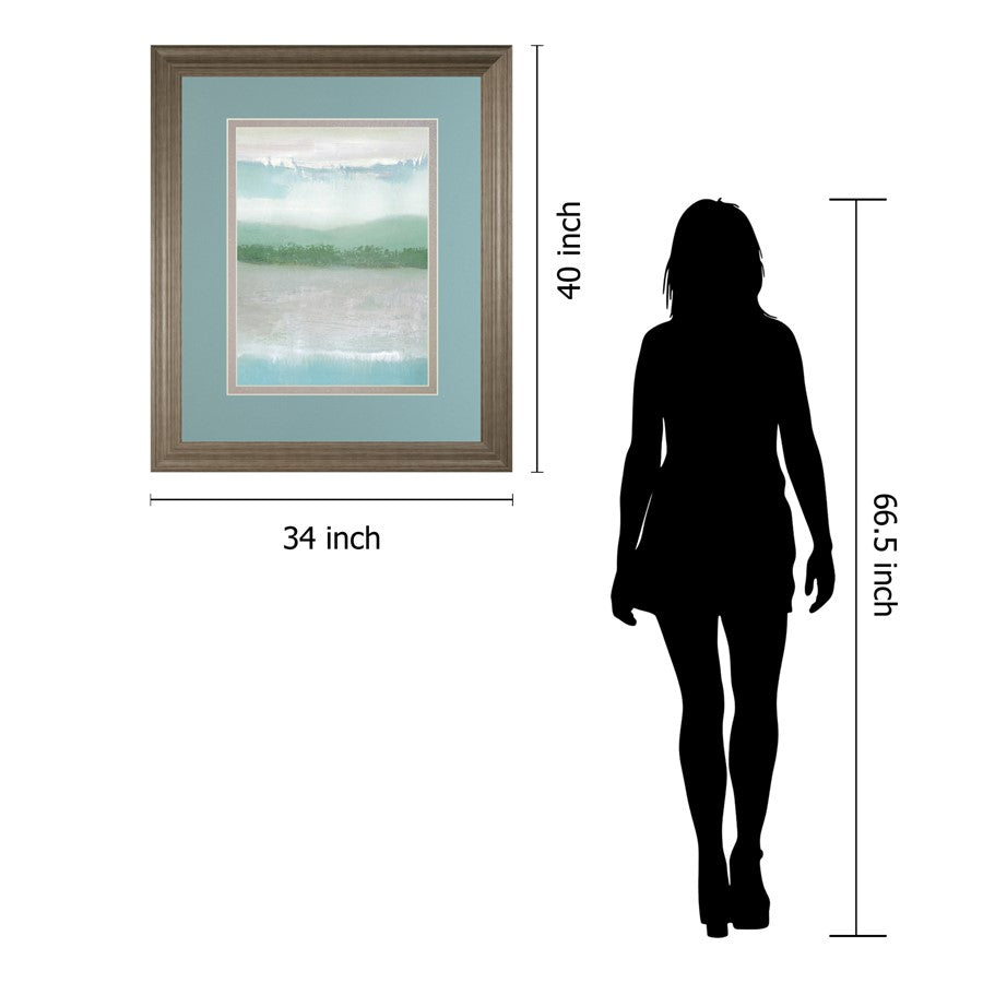 Classy Living Misty Shoreline 34x40in Vertical Wall Art | Contemporary Tranquil Ash MDF Frame | Living Room & Bedroom Abstract Decor | 1 x | Model DM5798