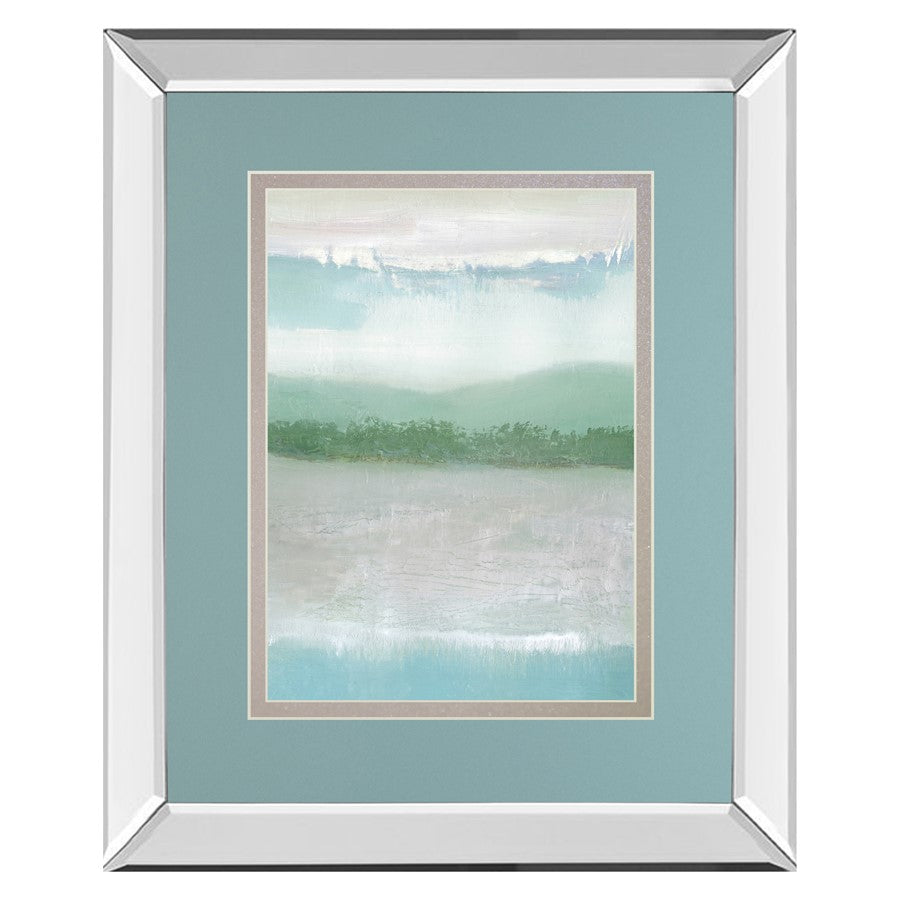 Classy Living Misty Shoreline 34x40in Wall Art | Contemporary Mirrored Frame Mixed Media | Living Room, Bedroom & Office Decor | 40 in H | Model DM5798MF