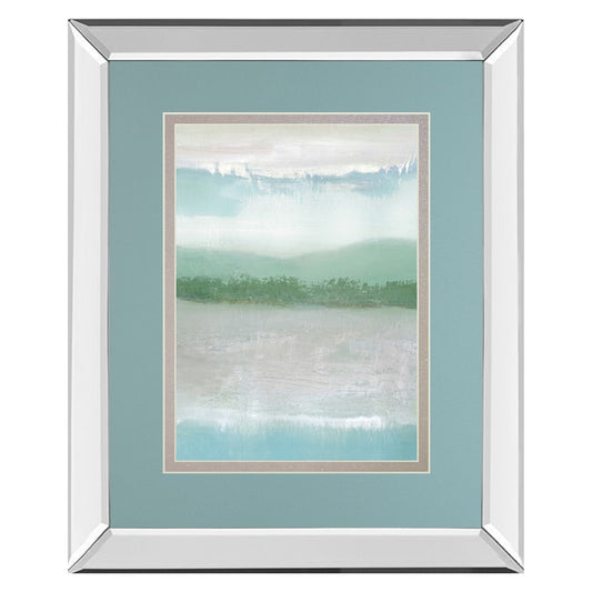 Classy Living Misty Shoreline 34x40in Wall Art | Contemporary Mirrored Frame Mixed Media | Living Room, Bedroom & Office Decor | 40 in H | Model DM5798MF