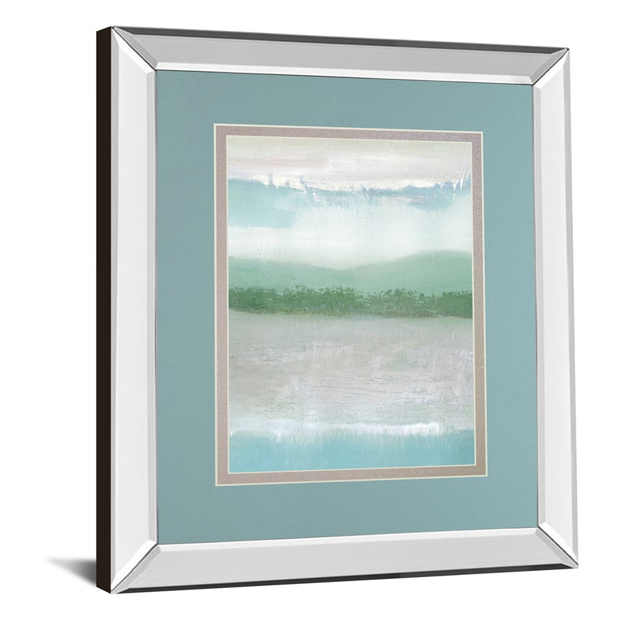 Classy Living Misty Shoreline 34x40in Wall Art | Contemporary Mirrored Frame Mixed Media | Living Room, Bedroom & Office Decor | 40 in H | Model DM5798MF