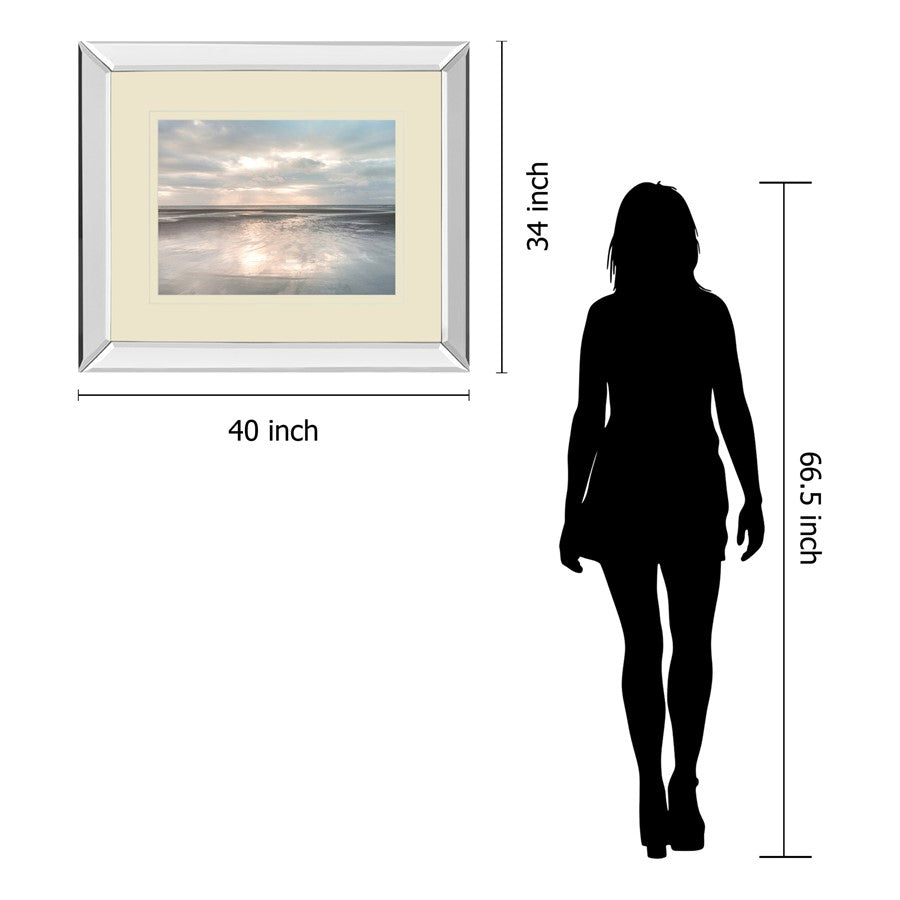 Classy Living Beachlight Reflection Wall Art 40x34in | Contemporary Mirrored Frame | Living Room & Bedroom Coastal Decor | 40 x 34 x 3 in | Model DM5799MF