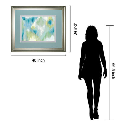 Classy Living Serene Brushstrokes 40x34in Wall Art | Contemporary Abstract Multicolor on Paper, Silver MDF Frame | Living Room & Office | Model DM5803