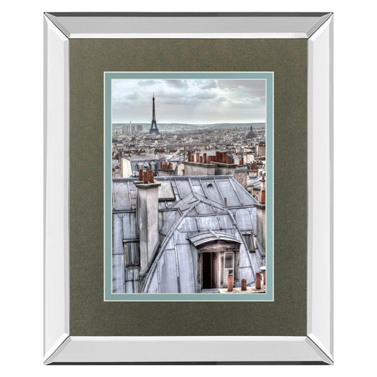 Classy Living Summer Breeze 34x40in Wall Art | Contemporary Mirrored Frame Paris Rooftop | Living Room & Office Decor | 34 x 40 x 3 in | Model DM5805MF