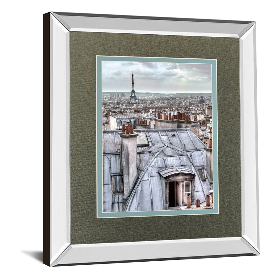 Classy Living Summer Breeze 34x40in Wall Art | Contemporary Mirrored Frame Paris Rooftop | Living Room & Office Decor | 34 x 40 x 3 in | Model DM5805MF