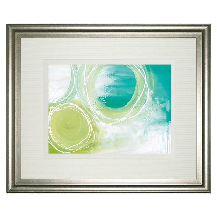 Classy Living Serene Swirls Wall Art 40x34in | Contemporary Abstract Green Teal White on Silver Serenity Frame | Living Room & Office Decor | Model DM5806