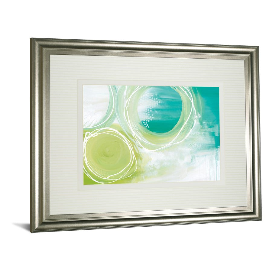 Classy Living Serene Swirls Wall Art 40x34in | Contemporary Abstract Green Teal White on Silver Serenity Frame | Living Room & Office Decor | Model DM5806