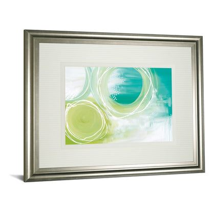 Classy Living Serene Swirls Wall Art 40x34in | Contemporary Abstract Green Teal White on Silver Serenity Frame | Living Room & Office Decor | Model DM5806