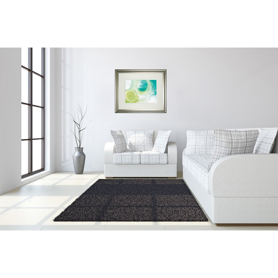 Classy Living Serene Swirls Wall Art 40x34in | Contemporary Abstract Green Teal White on Silver Serenity Frame | Living Room & Office Decor | Model DM5806