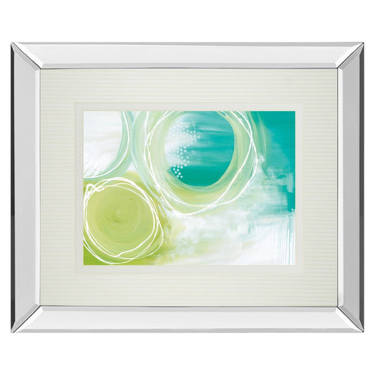 Classy Living Serene Swirls 40x34in Wall Art | Contemporary Abstract Teal Green on Mirrored Frame | Living Room & Bedroom Decor | 3 x 40 | Model DM5806MF