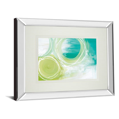 Classy Living Serene Swirls 40x34in Wall Art | Contemporary Abstract Teal Green on Mirrored Frame | Living Room & Bedroom Decor | 3 x 40 | Model DM5806MF