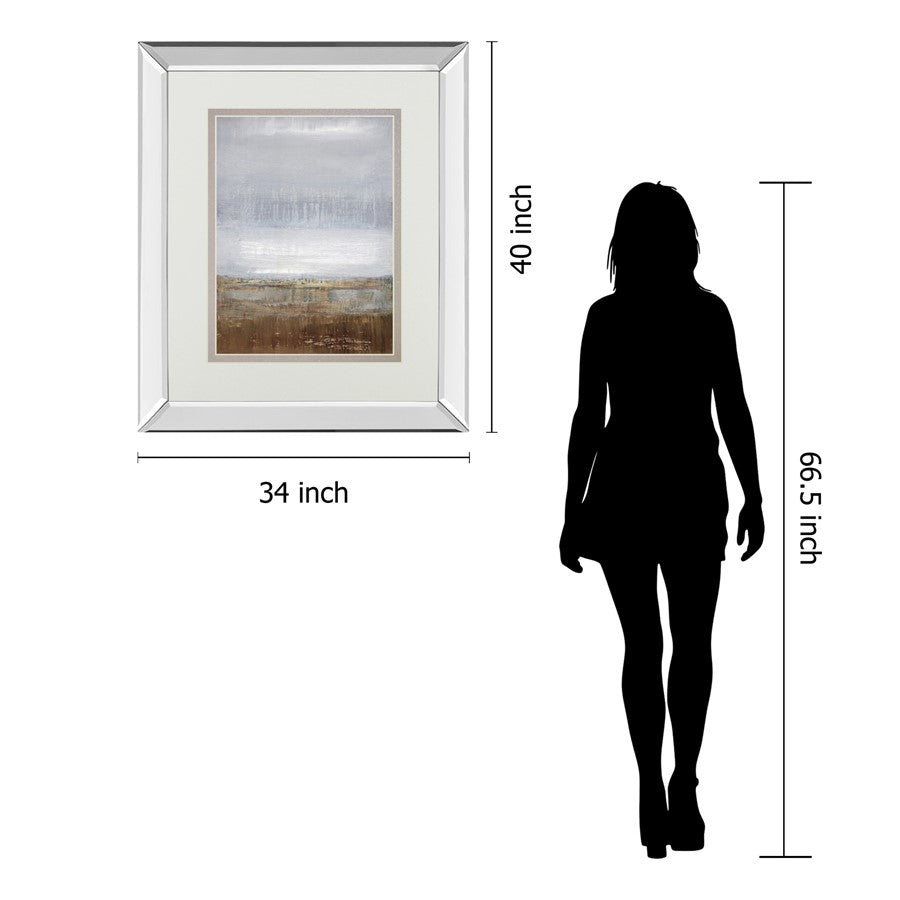 Classy Living Tranquil Horizon 34x40in Wall Art | Contemporary Mirrored Frame | Living Room, Bedroom & Office Decor | 34 x 40 x 3 in | Model DM5808MF