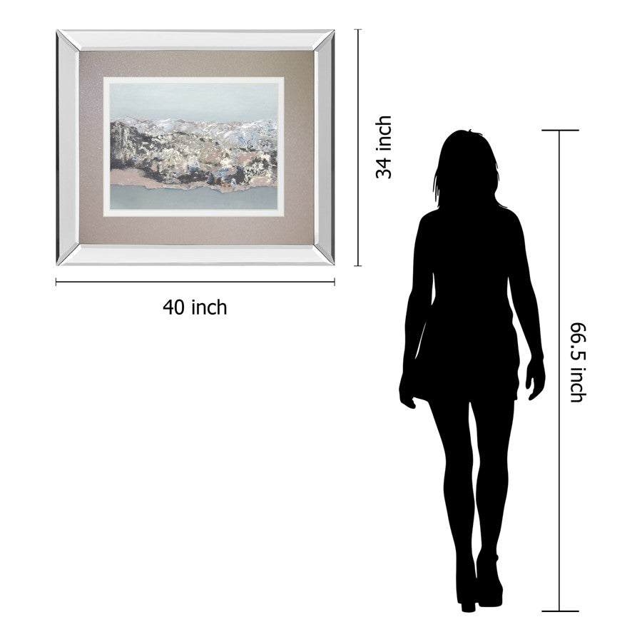 Classy Living Terrain 40x34in Wall Art | Contemporary Abstract with Mirrored Frame | Living Room & Office Decor | 3 x 40 x 34 in | Model DM5809MF
