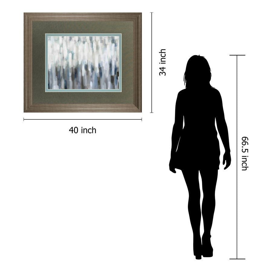 Classy Living Silver Rain Wall Art 40x34in | Contemporary Abstract Gray Blue White on Paper | Living Room & Office Decor | 40 x 34 x 1 in | Model DM5811