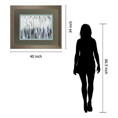 Classy Living Silver Rain Wall Art 40x34in | Contemporary Abstract Gray Blue White on Paper | Living Room & Office Decor | 40 x 34 x 1 in | Model DM5811
