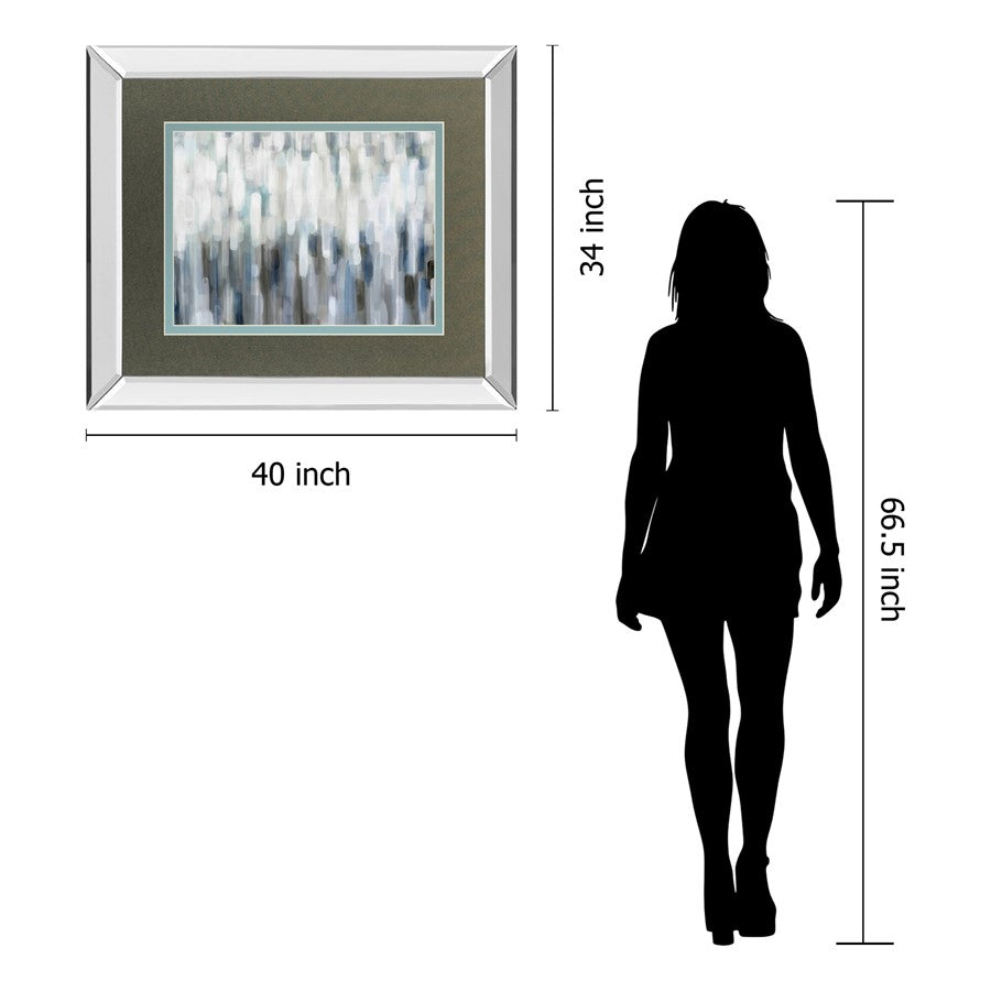 Classy Living Silver Rain 40x34 Wall Art | Contemporary Mirrored Frame | Living Room & Office Decor | 40 x 34 x 3 in | Model DM5811MF