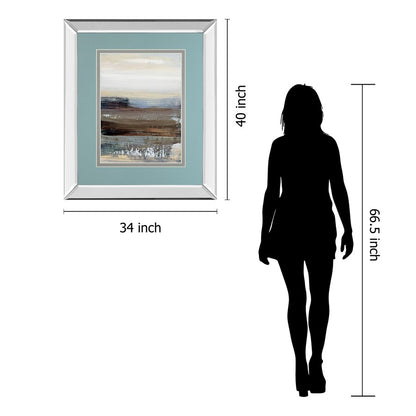Classy Living Misty Lakeview 34x40in Wall Art | Contemporary Abstract Mirrored Frame | Living Room, Office & Bedroom Decor | 34 x 40 x 3 | Model DM5813MF