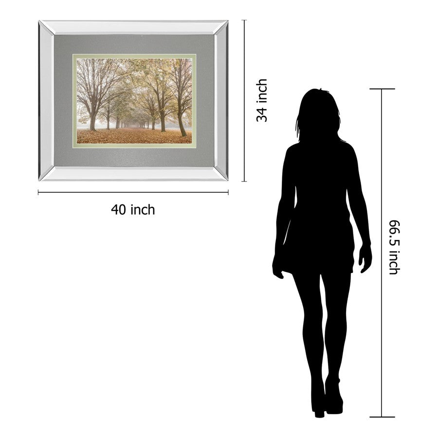 Classy Living Autumn Pathway Wall Art 40x34in | Country/Farmhouse Mirrored Frame | Living Room & Hallway Decor | 40 x 34 x 3 in | Model DM5818MF
