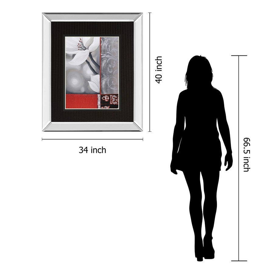 Classy Living Classically 34x40in Wall Art | Contemporary Mirrored Frame Botanical Print | Living Room & Office Decor | 34 x 40 x 3 in | Model DM5821MF