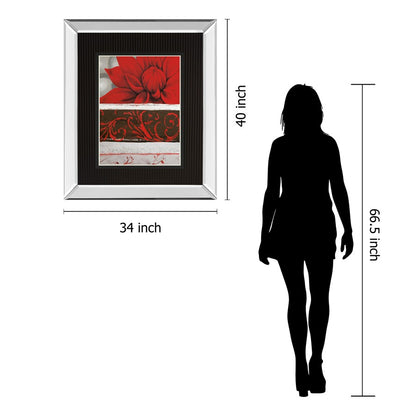 Classy Living Summer Bloom Wall Art 34x40in | Contemporary Floral with Mirrored Frame | Living Room & Office Decor | 34 x 40 x 3 in | Model DM5822MF