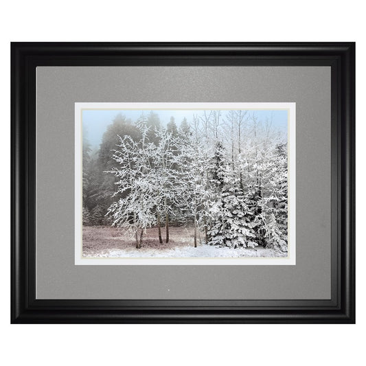 Classy Living Frosty Morning 40x34in Wall Art | Transitional Framed Print in Midnight Aura MDF Frame | Living Room & Bedroom Tranquil Decor | Model DM5827