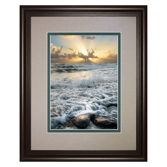 Classy Living Ocean Radiance 34x40in Wall Art | Contemporary Coastal Photograph in Dark Chocolate MDF Frame | Living Room & Office Decor | Model DM5829