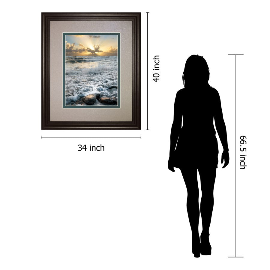 Classy Living Ocean Radiance 34x40in Wall Art | Contemporary Coastal Photograph in Dark Chocolate MDF Frame | Living Room & Office Decor | Model DM5829