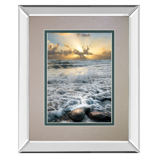 Classy Living Ocean Radiance Wall Art 34x40in | Contemporary Mirrored Frame & Double Matting | Living Room & Office Coastal Decor | 34 x | Model DM5829MF