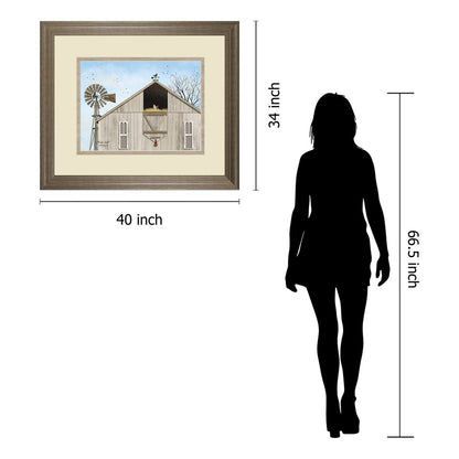 Classy Living Winds Aloft 40x34in Framed Wall Art | Traditional Tranquil Ash MDF Frame and Paper Graphic Art | Living Room & Office Decor | Model DM5835