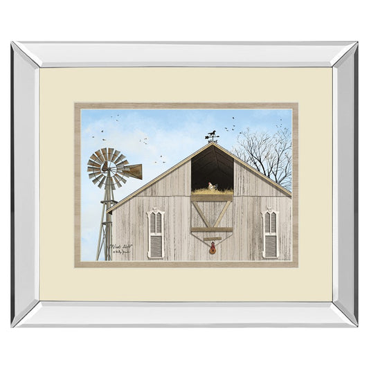 Classy Living Winds Aloft 40x34in Wall Art | Traditional Barn & Windmill Graphic Art, Mirrored Frame | Living Room & Office Decor | 40 x | Model DM5835MF