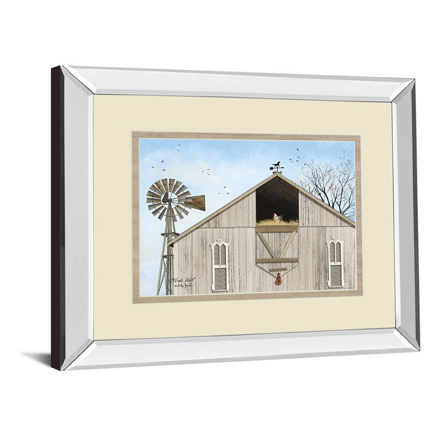 Classy Living Winds Aloft 40x34in Wall Art | Traditional Barn & Windmill Graphic Art, Mirrored Frame | Living Room & Office Decor | 40 x | Model DM5835MF