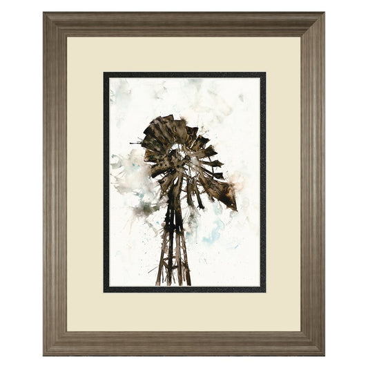 Classy Living Rustic Windmill Wall Art 34x40in | Transitional Tranquil Ash MDF Frame | Living Room & Office Decor | 34 x 40 x 1 in | Model DM5838