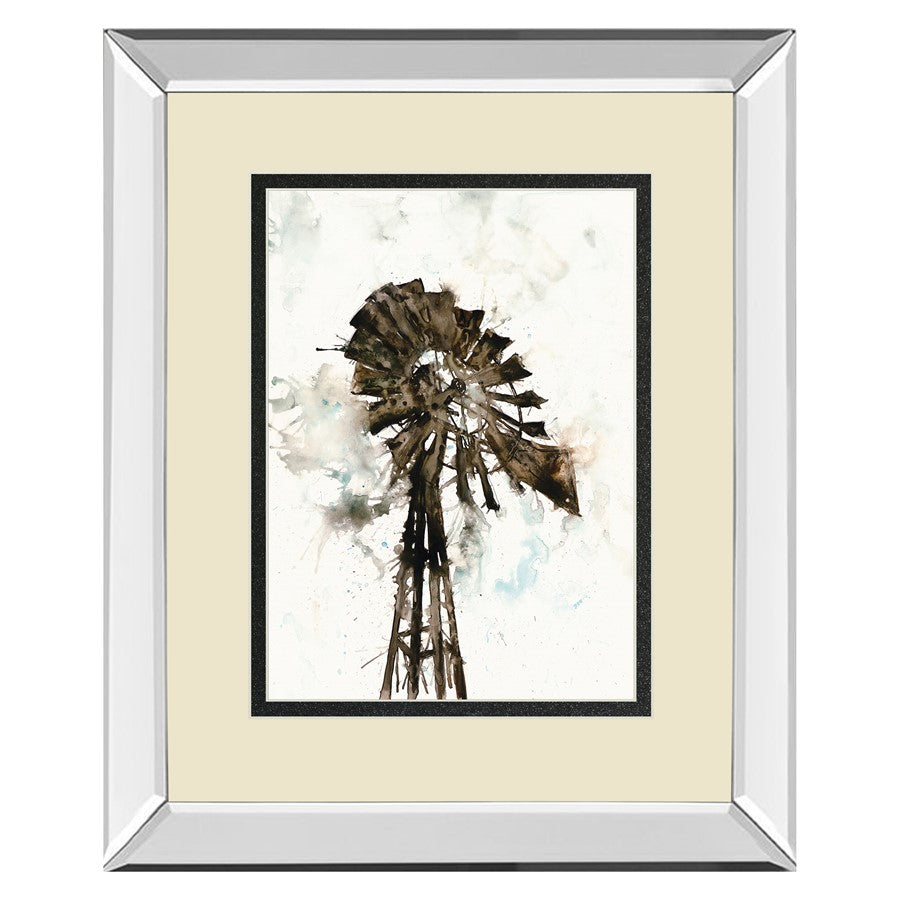 Classy Living Rustic Windmill Wall Art 34x40in | Transitional Mirrored Frame and Double Matting | Living Room & Office Decor | 34 x 40 x | Model DM5838MF