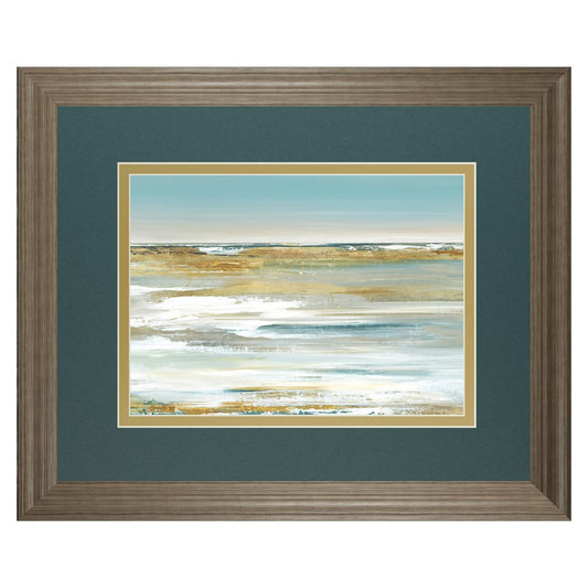 Classy Living Blue Horizon 40x34in Wall Art | Contemporary Abstract Landscape in Tranquil Ash Frame | Living Room & Office Decor | 40 x 34 | Model DM5842