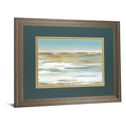 Classy Living Blue Horizon 40x34in Wall Art | Contemporary Abstract Landscape in Tranquil Ash Frame | Living Room & Office Decor | 40 x 34 | Model DM5842