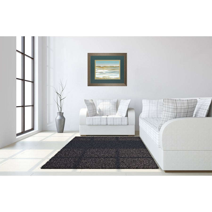 Classy Living Blue Horizon 40x34in Wall Art | Contemporary Abstract Landscape in Tranquil Ash Frame | Living Room & Office Decor | 40 x 34 | Model DM5842
