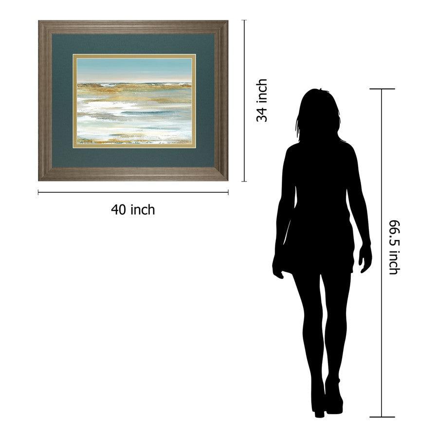 Classy Living Blue Horizon 40x34in Wall Art | Contemporary Abstract Landscape in Tranquil Ash Frame | Living Room & Office Decor | 40 x 34 | Model DM5842