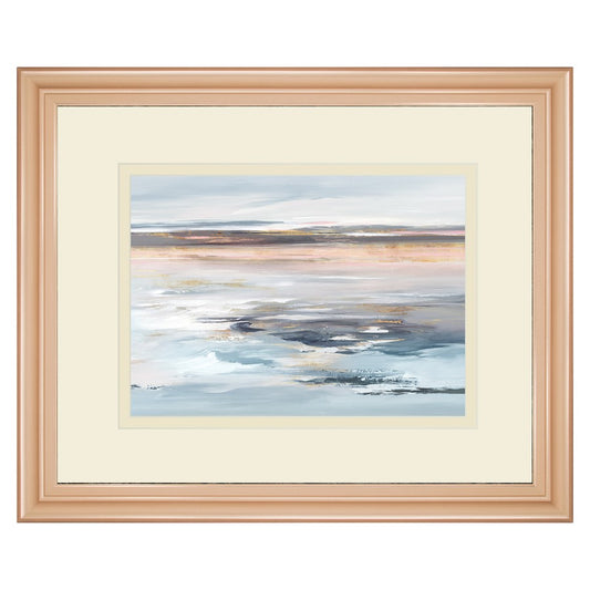Classy Living Beyond The Sea Wall Art 40x34in | Contemporary Coastal Rose Gold MDF Frame | Living Room, Bedroom & Office Decor | 1 x 40 x | Model DM5843
