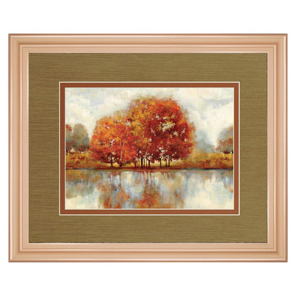 Classy Living Autumn Reflection Wall Art 40x34in | Transitional Rose Gold Frame and Multicolor Paper Print | Living Room & Office Decor | Model DM5849