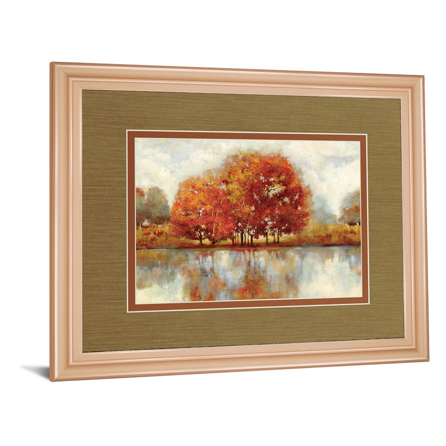 Classy Living Autumn Reflection Wall Art 40x34in | Transitional Rose Gold Frame and Multicolor Paper Print | Living Room & Office Decor | Model DM5849