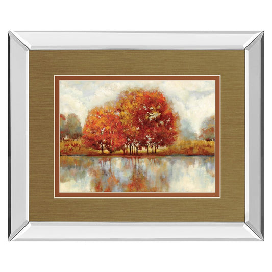 Classy Living Autumn Reflection Wall Art 40x34in | Transitional Mirrored Frame | Living Room & Office Decor | 40 x 34 x 3 in | Model DM5849MF