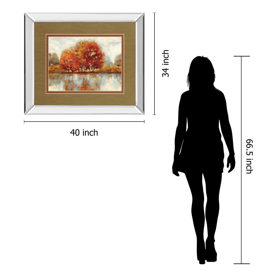 Classy Living Autumn Reflection Wall Art 40x34in | Transitional Mirrored Frame | Living Room & Office Decor | 40 x 34 x 3 in | Model DM5849MF