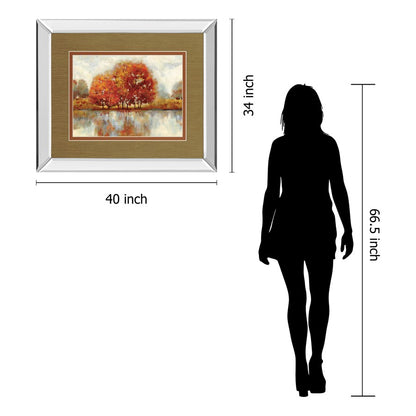 Classy Living Autumn Reflection Wall Art 40x34in | Transitional Mirrored Frame | Living Room & Office Decor | 40 x 34 x 3 in | Model DM5849MF