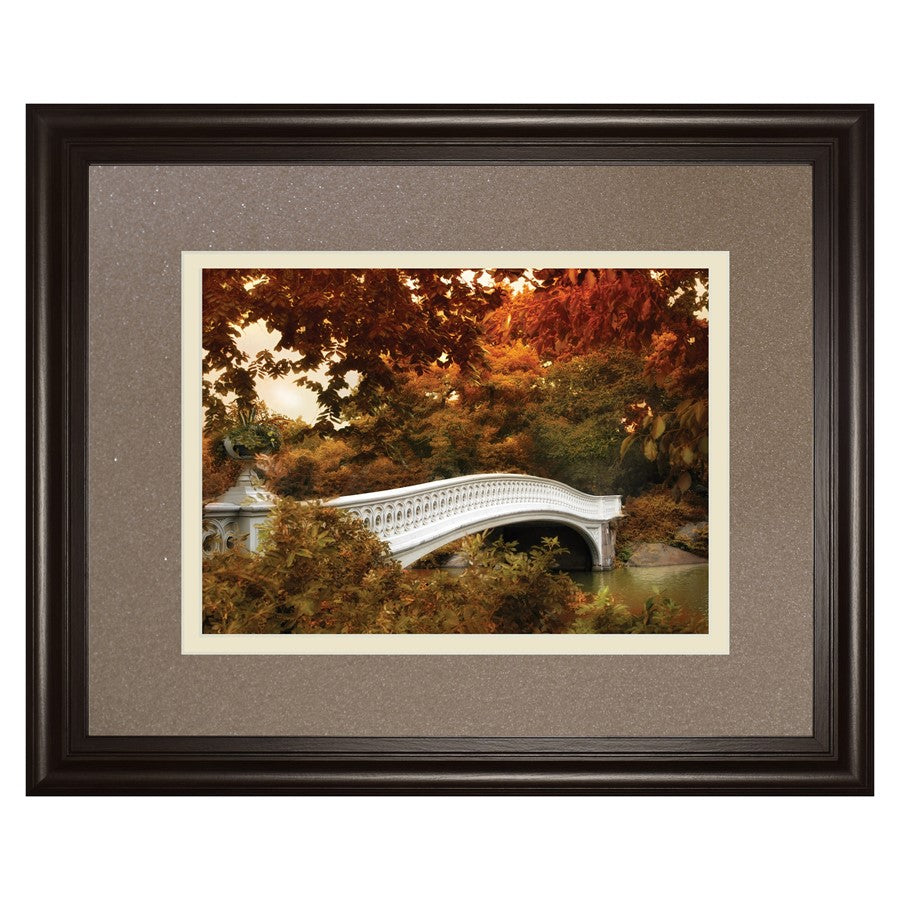 Classy Living Autumn Bridge Wall Art 40x34in | Country/Farmhouse Dark Chocolate MDF Frame and Multicolor Paper Print | Living Room, Bedroom | Model DM5851